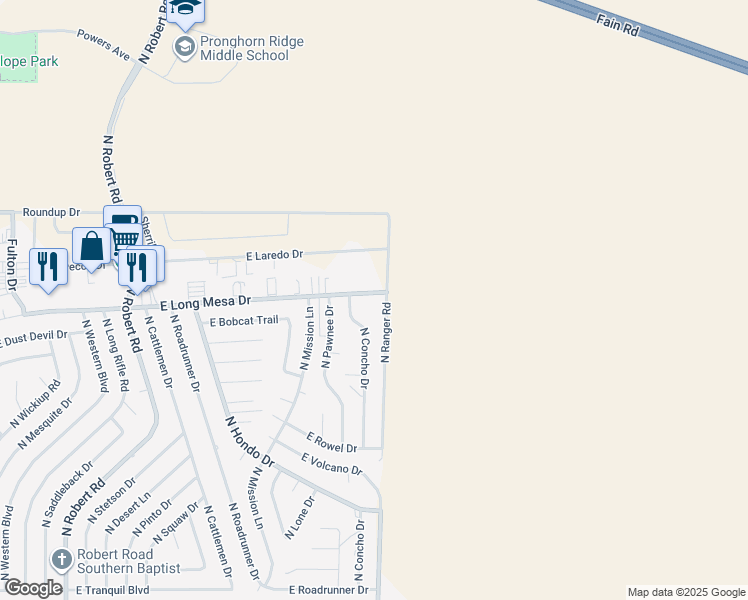 map of restaurants, bars, coffee shops, grocery stores, and more near 8955 East Long Mesa Drive in Prescott Valley