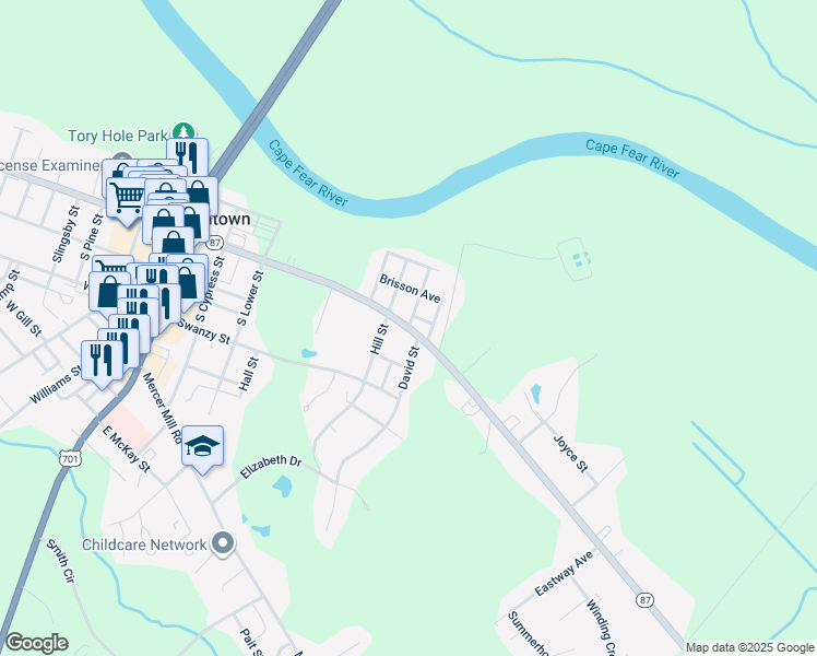 map of restaurants, bars, coffee shops, grocery stores, and more near 75 Allen Street in Elizabethtown