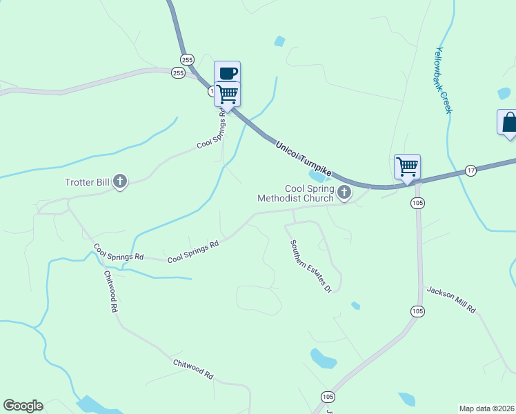 map of restaurants, bars, coffee shops, grocery stores, and more near 487 Cool Springs Road in Clarkesville