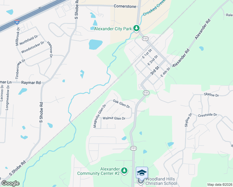 map of restaurants, bars, coffee shops, grocery stores, and more near 12526 Birch Glen Cove in Alexander