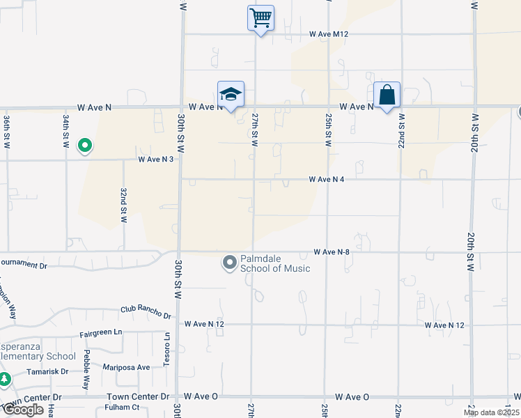 map of restaurants, bars, coffee shops, grocery stores, and more near 40920 27th Street West in Palmdale