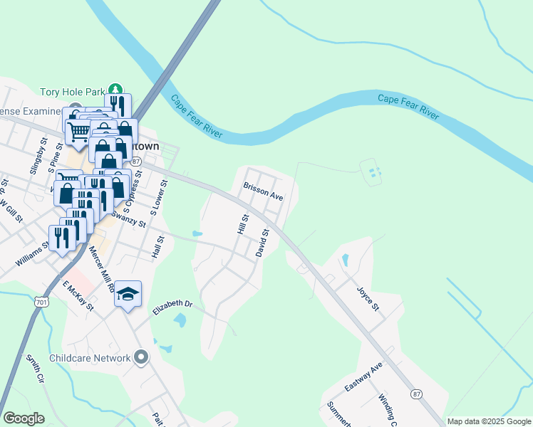 map of restaurants, bars, coffee shops, grocery stores, and more near 160 Allen Street in Elizabethtown