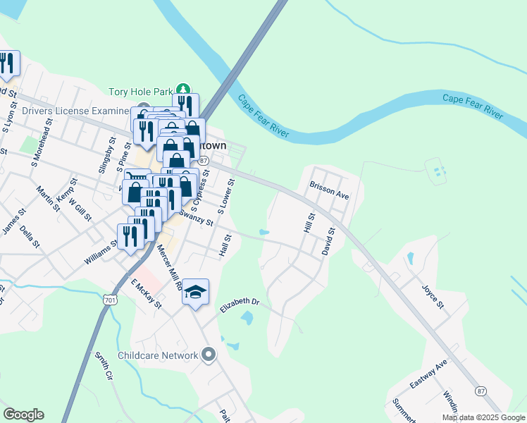 map of restaurants, bars, coffee shops, grocery stores, and more near 200 Rollins Street in Elizabethtown