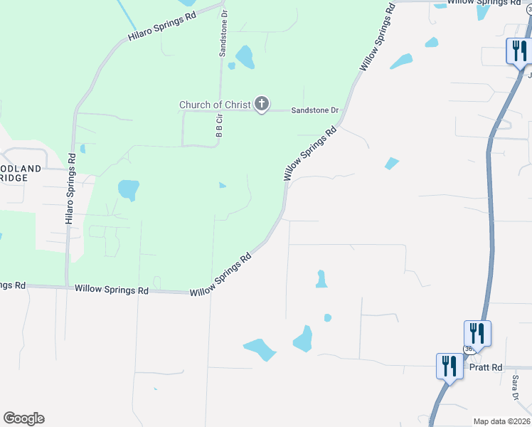 map of restaurants, bars, coffee shops, grocery stores, and more near 4118 Willow Springs Road in Little Rock