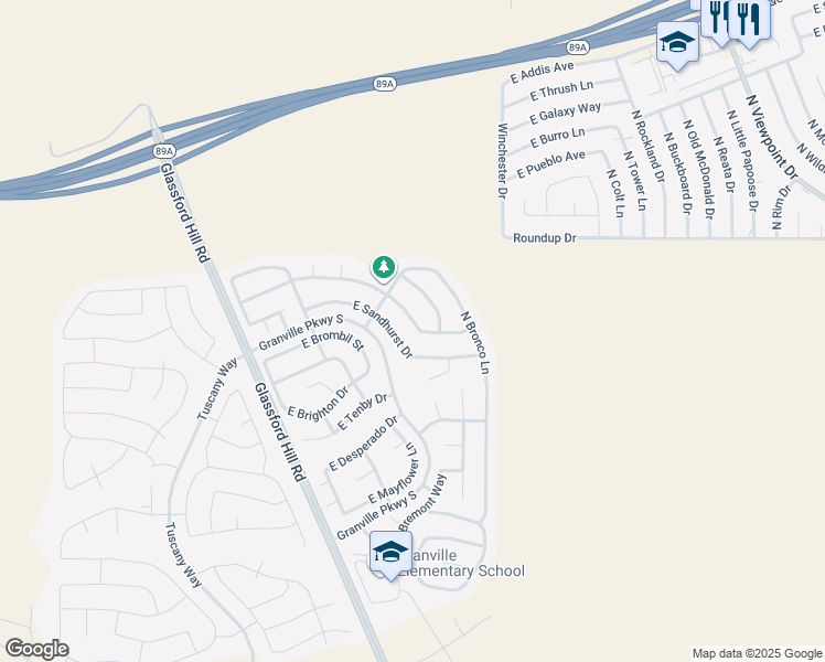 map of restaurants, bars, coffee shops, grocery stores, and more near 6833 Kilkenny Place in Prescott Valley