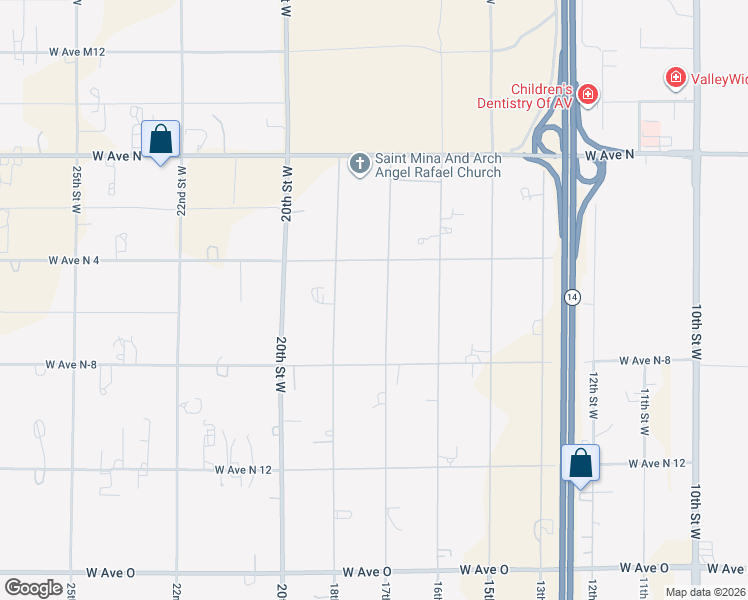 map of restaurants, bars, coffee shops, grocery stores, and more near 40903 17th Street West in Palmdale