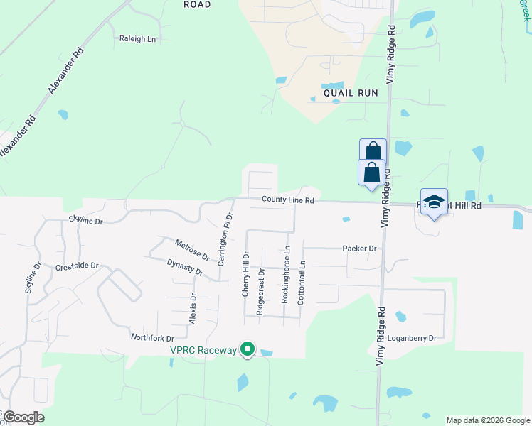map of restaurants, bars, coffee shops, grocery stores, and more near 13015 Carousel Court in Alexander