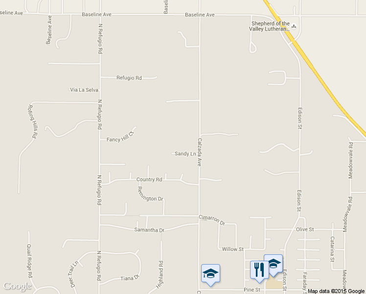 map of restaurants, bars, coffee shops, grocery stores, and more near 3223 Sandy Lane in Santa Ynez