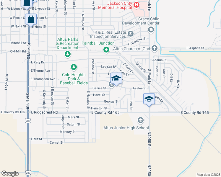 map of restaurants, bars, coffee shops, grocery stores, and more near 1200 South Glenda Street in Altus
