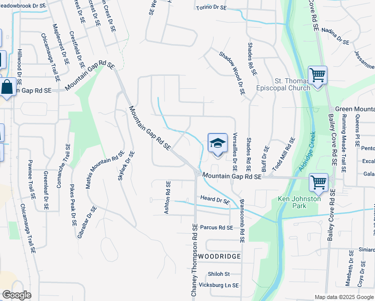map of restaurants, bars, coffee shops, grocery stores, and more near 706 Royce Circle Southeast in Huntsville