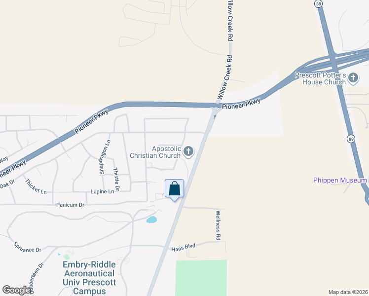 map of restaurants, bars, coffee shops, grocery stores, and more near 5777 North Honeysuckle Road in Prescott