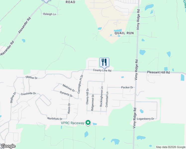 map of restaurants, bars, coffee shops, grocery stores, and more near 13015 Carousel Court in Alexander