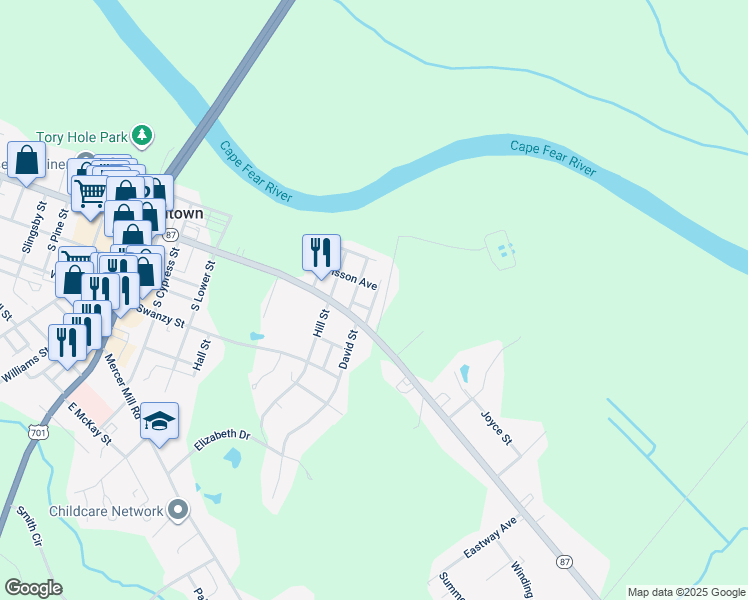 map of restaurants, bars, coffee shops, grocery stores, and more near Byrd Lane in Elizabethtown