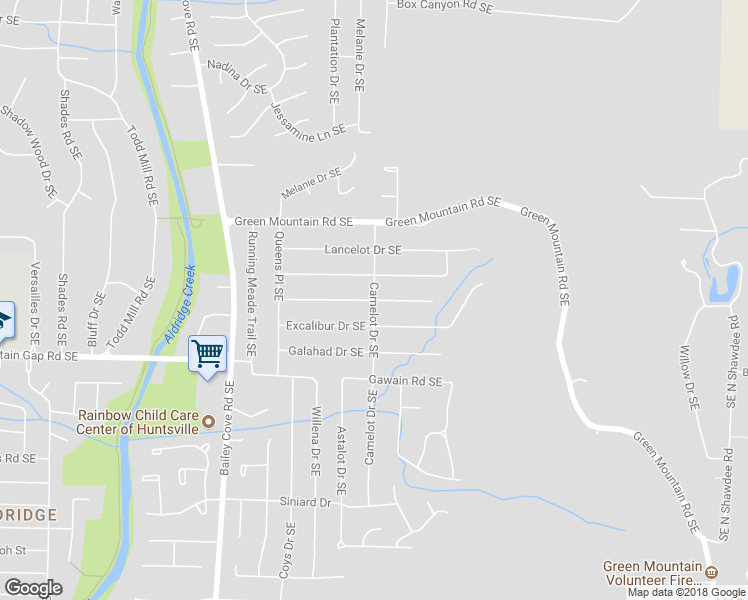 map of restaurants, bars, coffee shops, grocery stores, and more near 12014 Camelot Drive Southeast in Huntsville