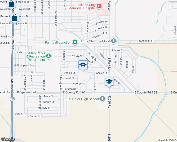 map of restaurants, bars, coffee shops, grocery stores, and more near 1200 South Glenda Street in Altus