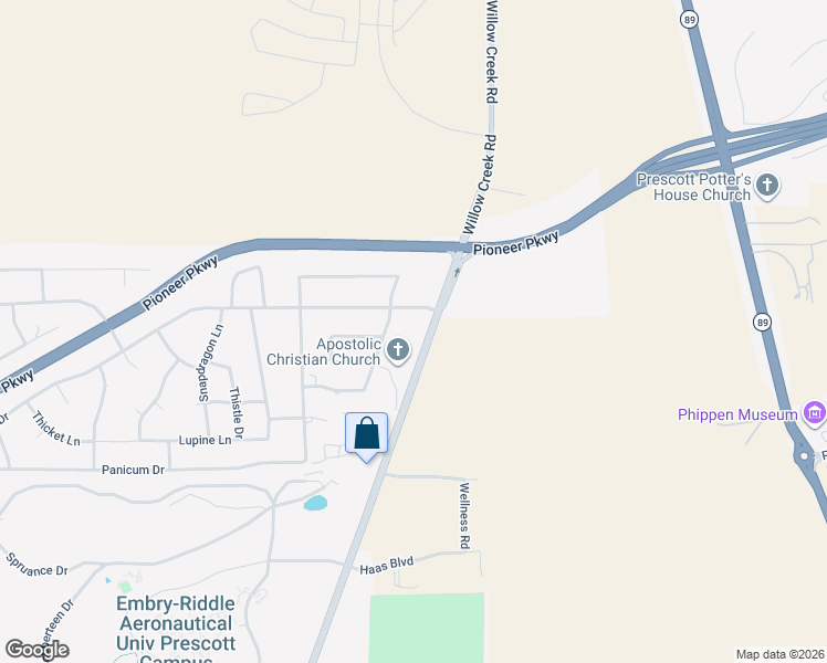 map of restaurants, bars, coffee shops, grocery stores, and more near 5777 North Honeysuckle Road in Prescott