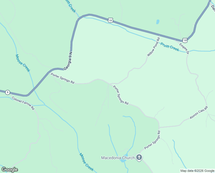 map of restaurants, bars, coffee shops, grocery stores, and more near 0 Porter Springs Drive in Dahlonega
