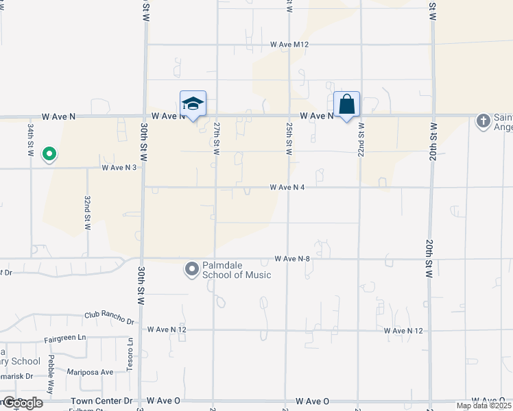 map of restaurants, bars, coffee shops, grocery stores, and more near 2556 West Avenue N in Palmdale