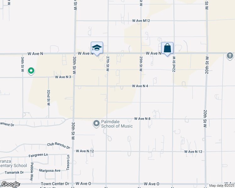 map of restaurants, bars, coffee shops, grocery stores, and more near 40920 27th Street West in Palmdale