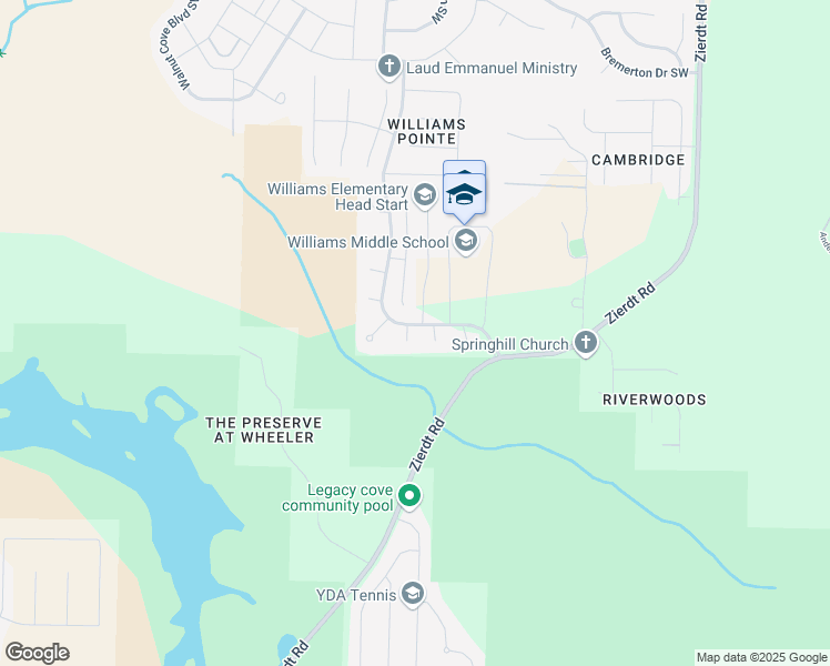 map of restaurants, bars, coffee shops, grocery stores, and more near 104 Finch Court Southwest in Huntsville
