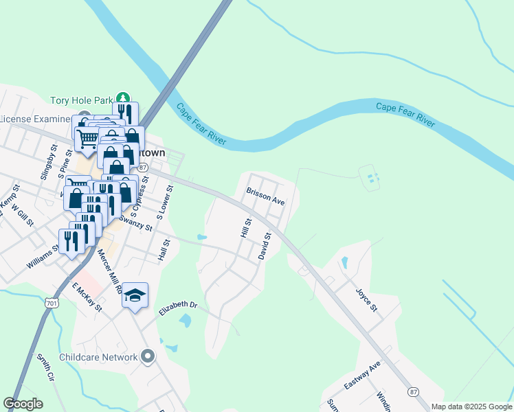 map of restaurants, bars, coffee shops, grocery stores, and more near 102 Willis Street in Elizabethtown