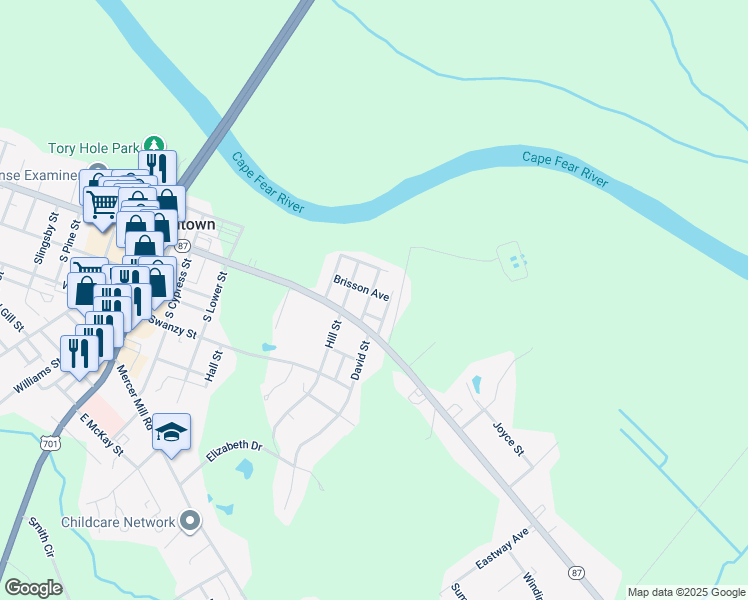 map of restaurants, bars, coffee shops, grocery stores, and more near 218 Allen Street in Elizabethtown
