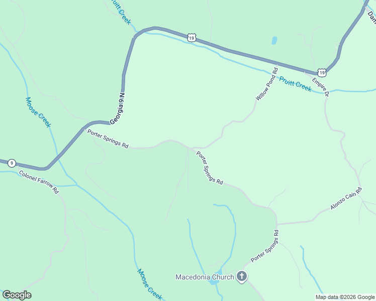 map of restaurants, bars, coffee shops, grocery stores, and more near 0 Porter Springs Drive in Dahlonega