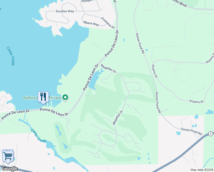 map of restaurants, bars, coffee shops, grocery stores, and more near 20 Charca Way in Hot Springs