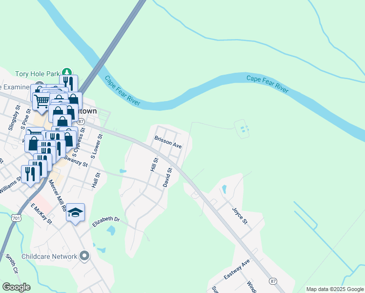map of restaurants, bars, coffee shops, grocery stores, and more near 317 Byrd Lane in Elizabethtown
