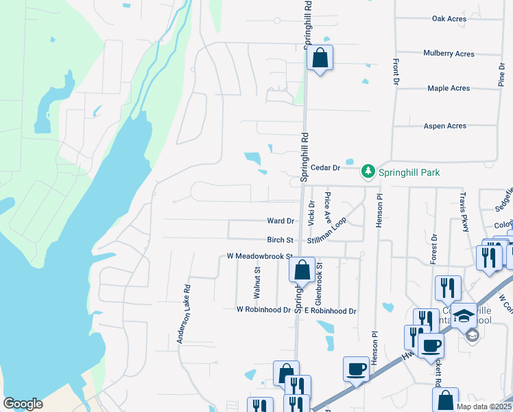 map of restaurants, bars, coffee shops, grocery stores, and more near 2717 Stivers Boulevard in Bryant