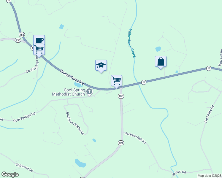 map of restaurants, bars, coffee shops, grocery stores, and more near 231 Harvest Church Road in Clarkesville