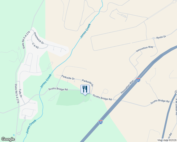 map of restaurants, bars, coffee shops, grocery stores, and more near 151 Turnberry Road in Anderson