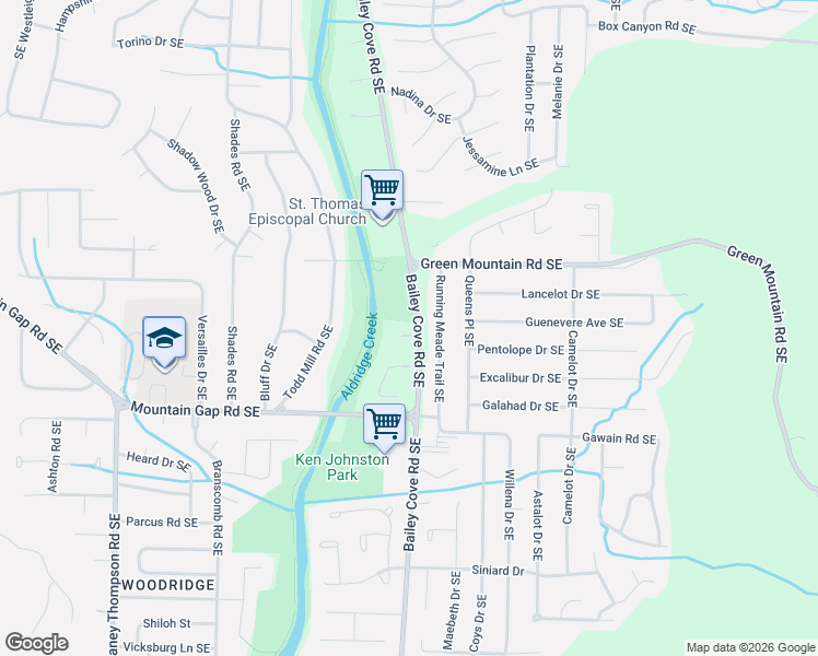 map of restaurants, bars, coffee shops, grocery stores, and more near 1503 Savannah Court Southeast in Huntsville
