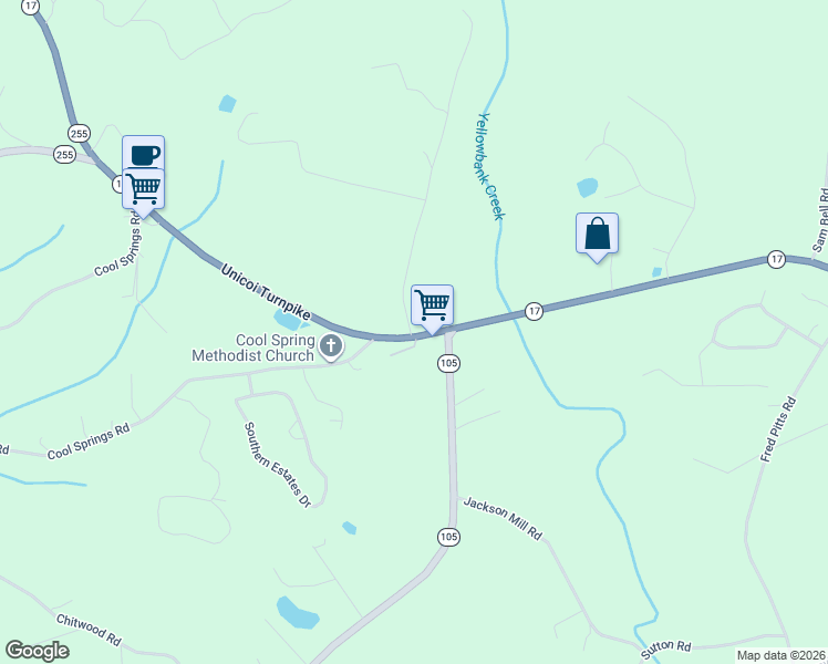 map of restaurants, bars, coffee shops, grocery stores, and more near 231 Harvest Church Road in Clarkesville