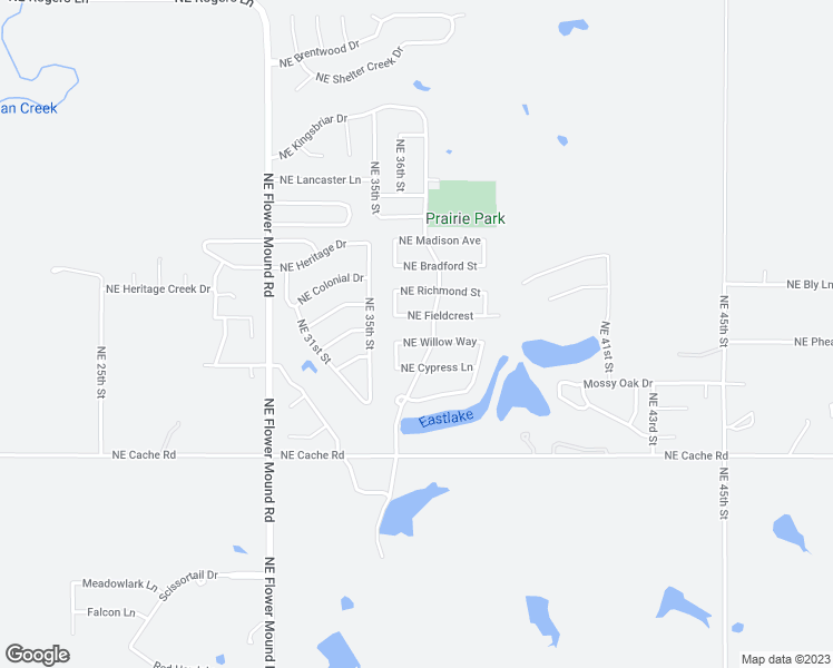map of restaurants, bars, coffee shops, grocery stores, and more near 3612 Northeast Willow Way in Lawton