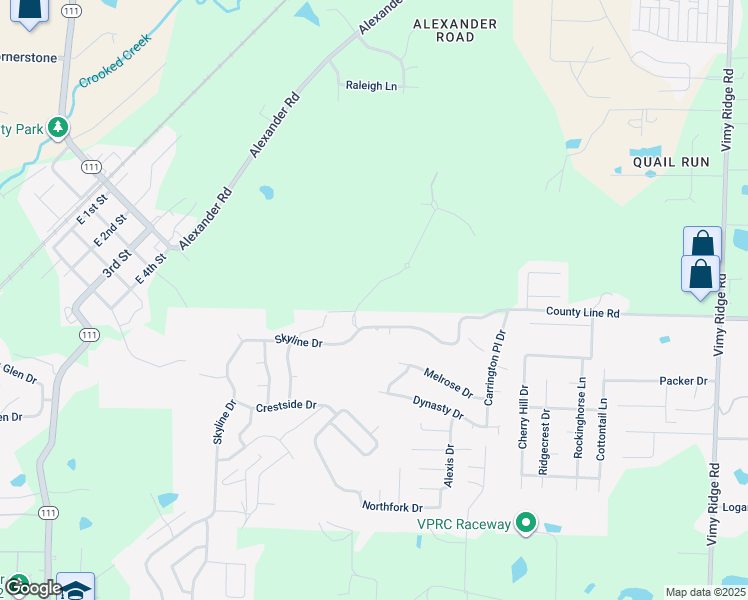 map of restaurants, bars, coffee shops, grocery stores, and more near 7 Mountain Vista Drive in Alexander