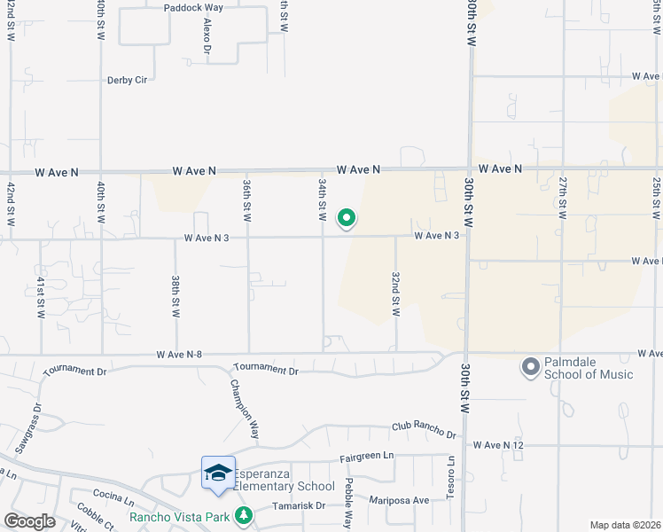map of restaurants, bars, coffee shops, grocery stores, and more near 41030 34th Street West in Palmdale