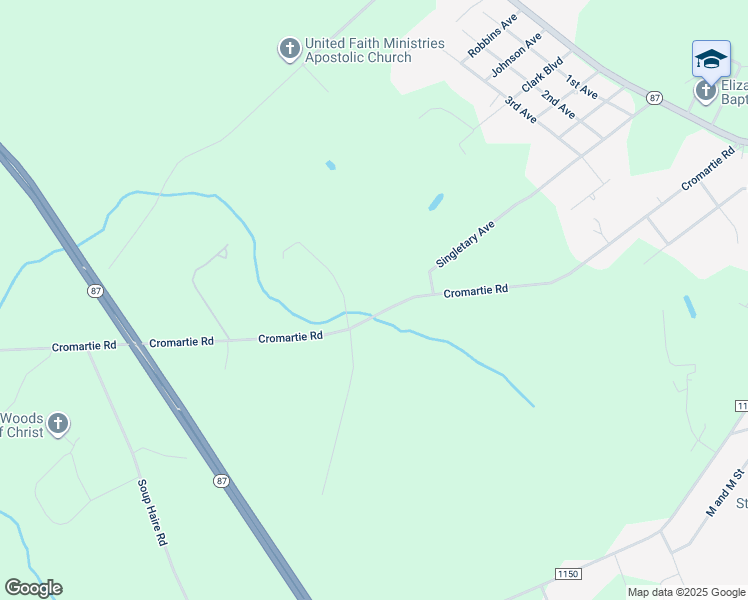 map of restaurants, bars, coffee shops, grocery stores, and more near 940 Cromartie Road in Elizabethtown