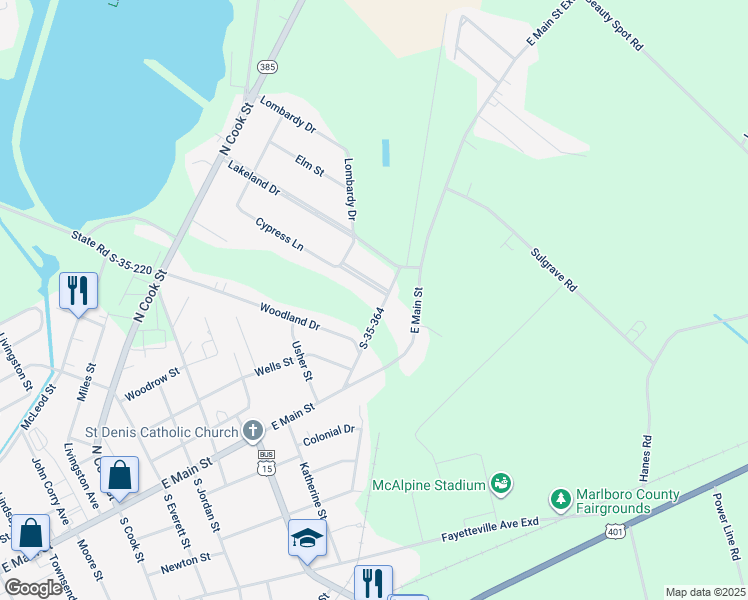 map of restaurants, bars, coffee shops, grocery stores, and more near 1299 S-35-364 in Bennettsville