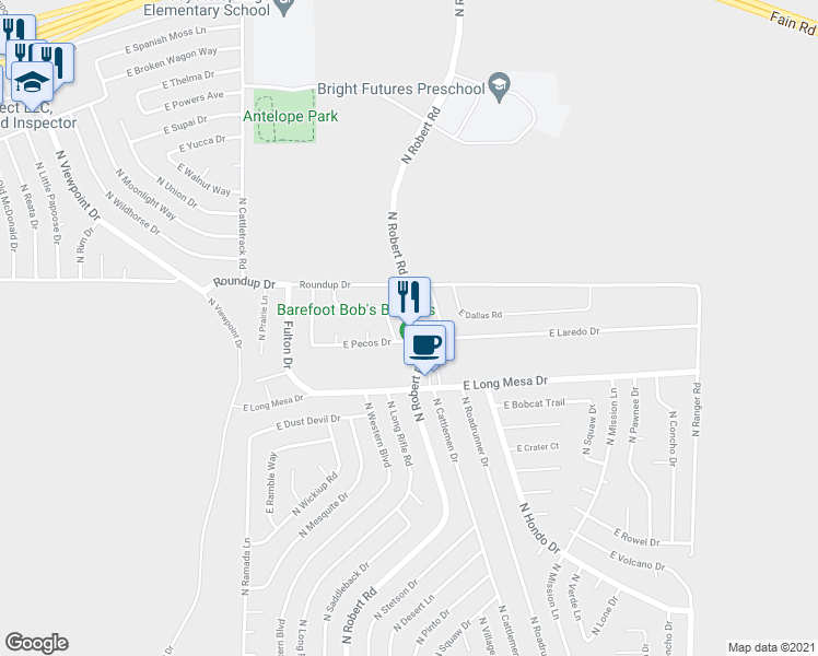 map of restaurants, bars, coffee shops, grocery stores, and more near 5880 North Grasshopper Drive in Prescott Valley