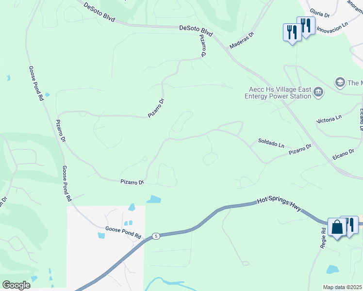 map of restaurants, bars, coffee shops, grocery stores, and more near 156 Pizarro Drive in Hot Springs Village