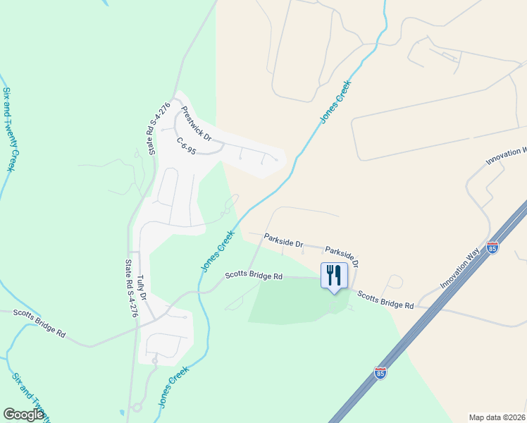 map of restaurants, bars, coffee shops, grocery stores, and more near 123 Turnberry Road in Anderson