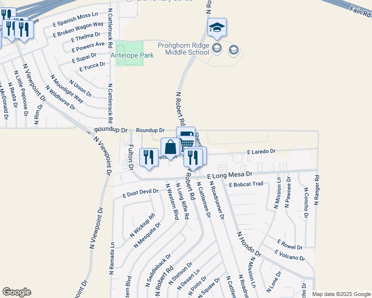 map of restaurants, bars, coffee shops, grocery stores, and more near 5880 North Grasshopper Drive in Prescott Valley
