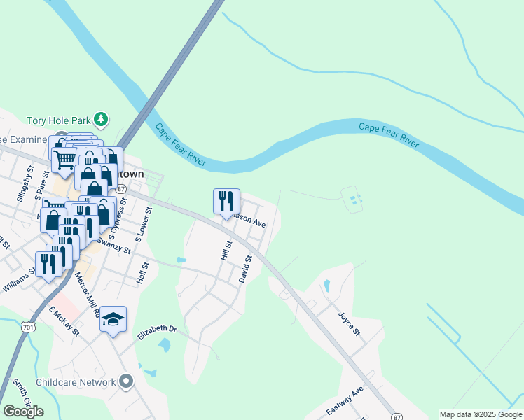map of restaurants, bars, coffee shops, grocery stores, and more near 902 Riverside Drive in Elizabethtown