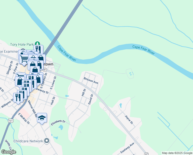 map of restaurants, bars, coffee shops, grocery stores, and more near 902 Riverside Drive in Elizabethtown