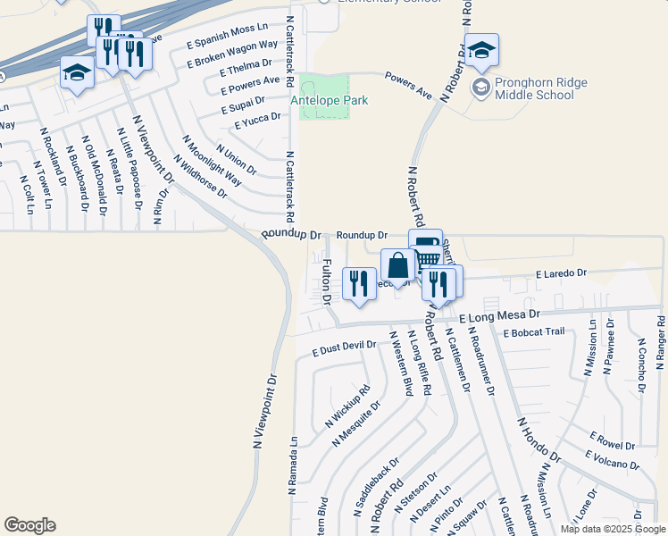 map of restaurants, bars, coffee shops, grocery stores, and more near 5881 Fulton Drive in Prescott Valley