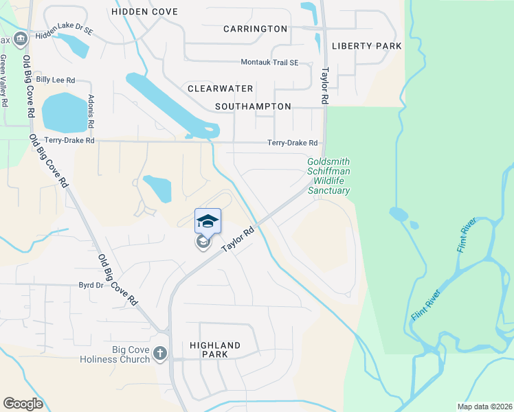 map of restaurants, bars, coffee shops, grocery stores, and more near 7126 Weeping Willow Drive Southeast in Owens Cross Roads
