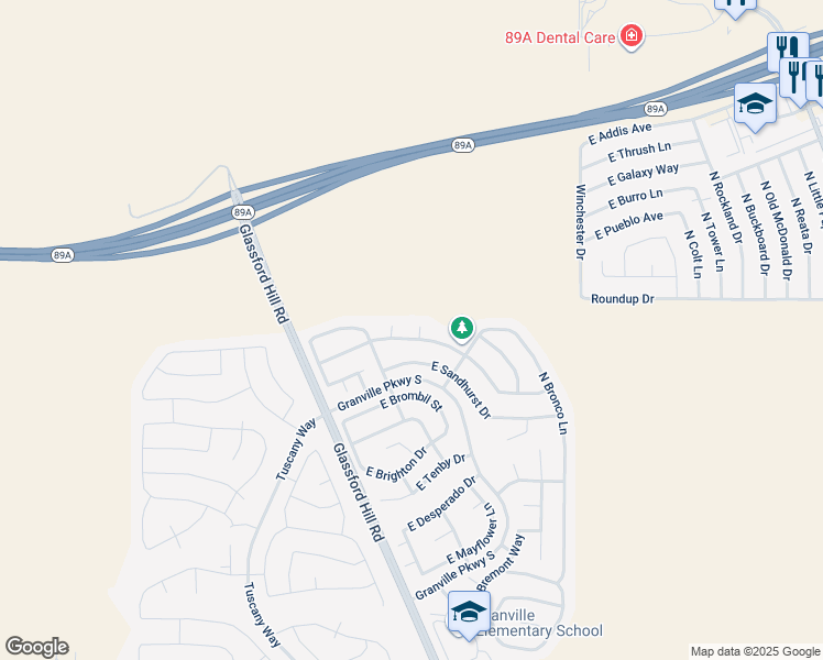 map of restaurants, bars, coffee shops, grocery stores, and more near 5920 Milano Court in Prescott Valley