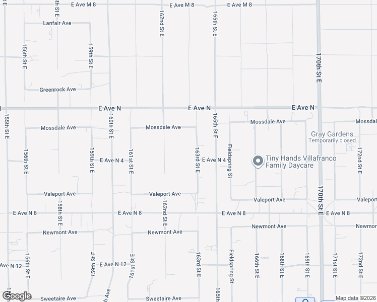 map of restaurants, bars, coffee shops, grocery stores, and more near 41015 163rd Street East in Lancaster
