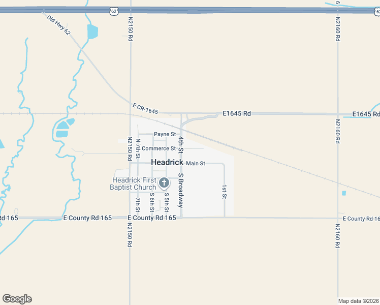 map of restaurants, bars, coffee shops, grocery stores, and more near 108 North Broadway in Headrick